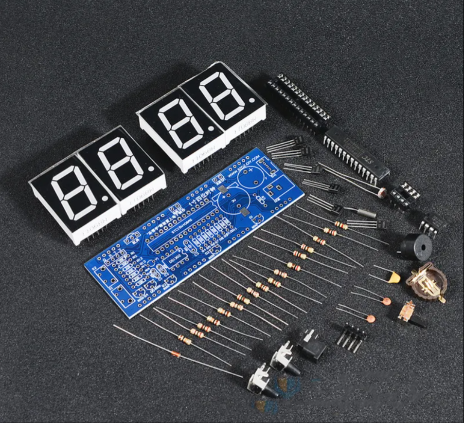 4 Digit DIY Digital LED Clock Kit LED Clock Kit Digital Tube Time Temperatiure Date with Transparent Shell