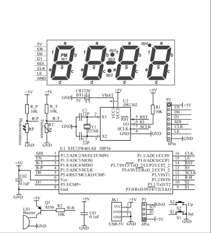 Seven color Digital LED Electronic Clock Kits LED Clock Kit Digital Tube Time Temperatiure Date with Practice Learning Project