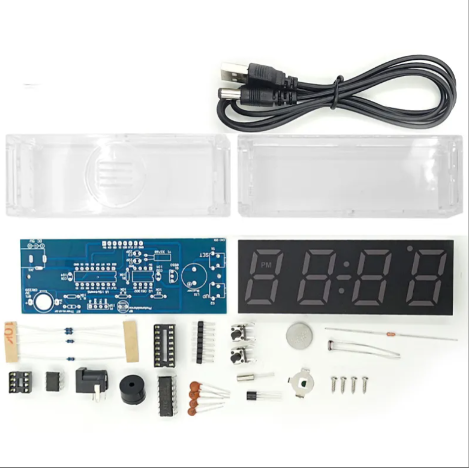 Seven color Digital LED Electronic Clock Kits LED Clock Kit Digital Tube Time Temperatiure Date with Practice Learning Project