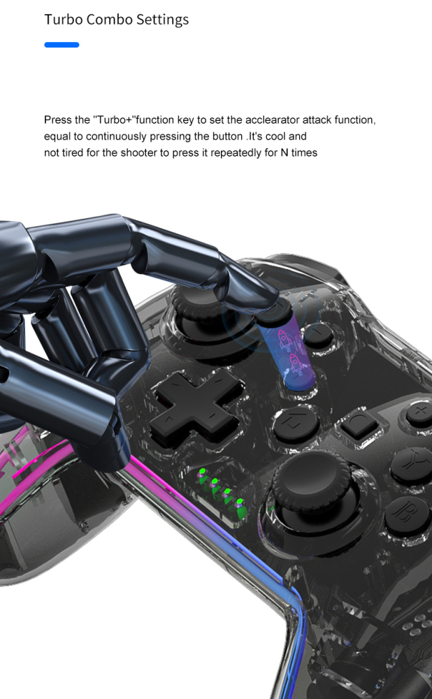 NS015 Wireless Gaming Controller for Switch Pro with 500mA Input Current Compatible with N-Switch/PS3/PC/Android Games