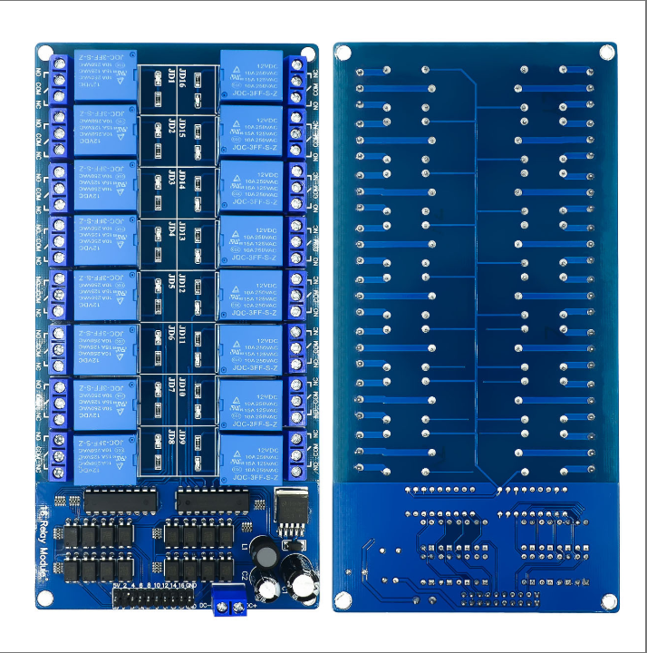 16 Way Relay Module 12v Control Board With Optocoupler Protection And Lm2596 Power Supply