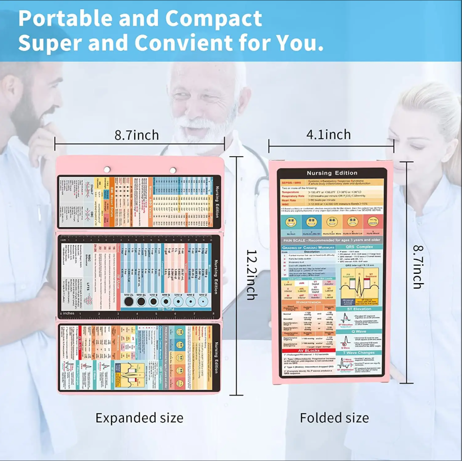 Nursing Clipboard With Nursing and Medical Edition Cheat Sheets 3 Layers Aluminum Foldable Nurse Clip Boards Notepad for Student