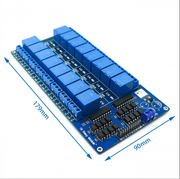 16 Way Relay Module 12v Control Board With Optocoupler Protection And Lm2596 Power Supply