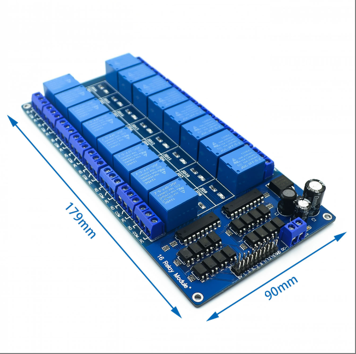 16 Way Relay Module 12v Control Board With Optocoupler Protection And Lm2596 Power Supply