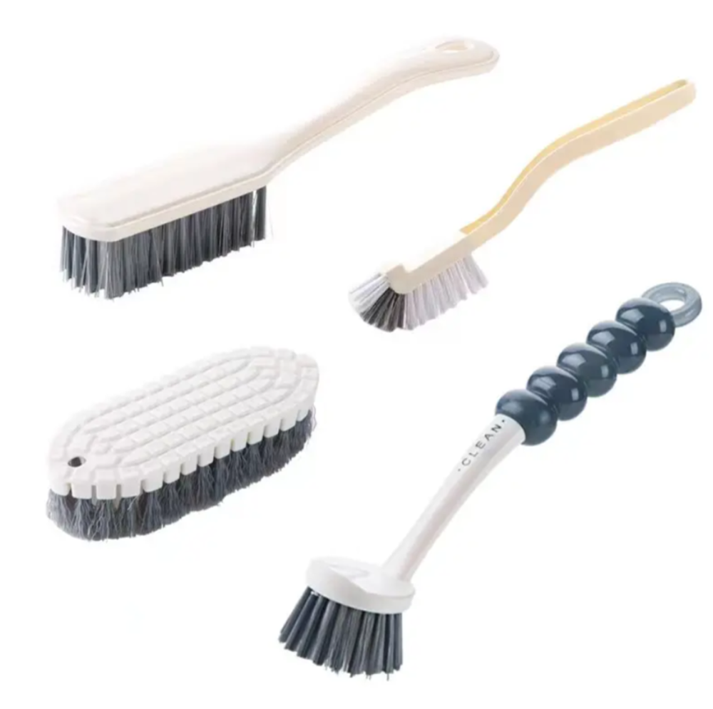 4Pcs Multipurpose Cleaning Brush Set Kitchen Cleaning Brushes Includes Grips Dish Bottle Scrub Bathroom Brush