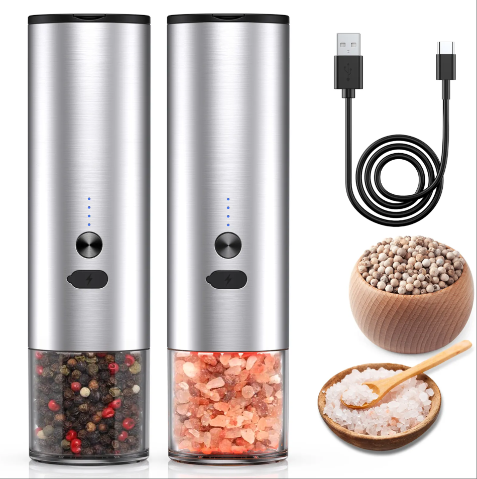 Free Sample Hot Selling Electric Salt and Pepper Grinder Rechargeable Salt Pepper Grinder Pepper Mill Set with LED Light
