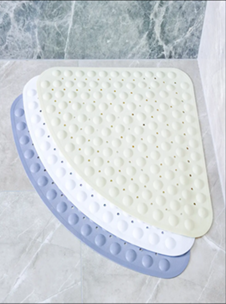 Custom PVC Bath Mat Fan Shaped Triangular Bathtub Anti-Slip Mat Adult Kids Spa Carpet Bathroom Suction Cups Shower Foot Mat