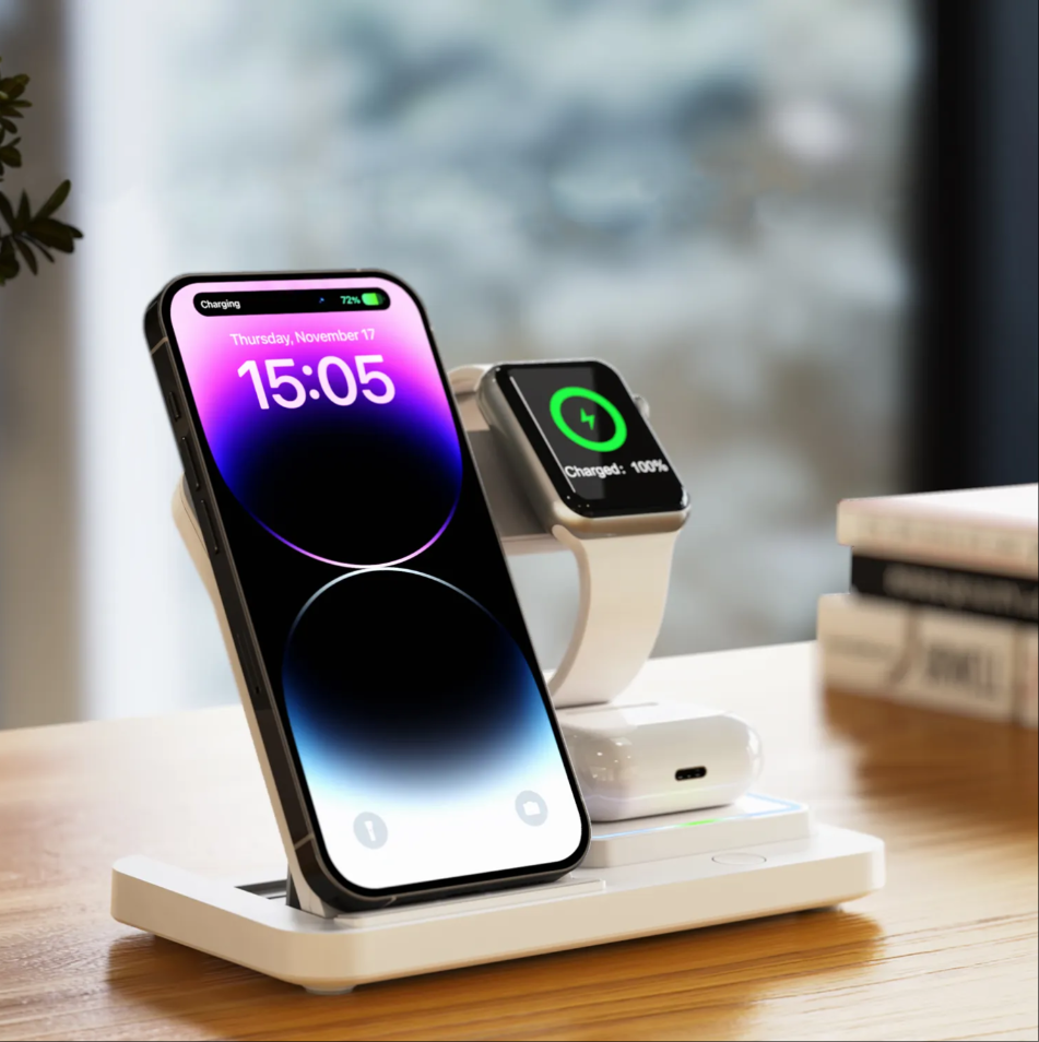 Wireless Charger Stand High Quality Wireless Chargers Foldable Magnetic 15W 4 in 1 Wireless Chargers for Multiple Devices