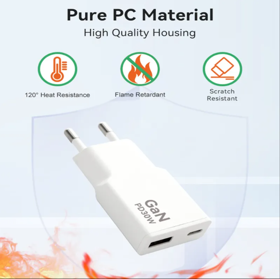 PD 30W Fast Charging Adapter Factory Direct Wall USB-C Adapter Charger Fast Charging Fast Cell Phone Adapters for Europe