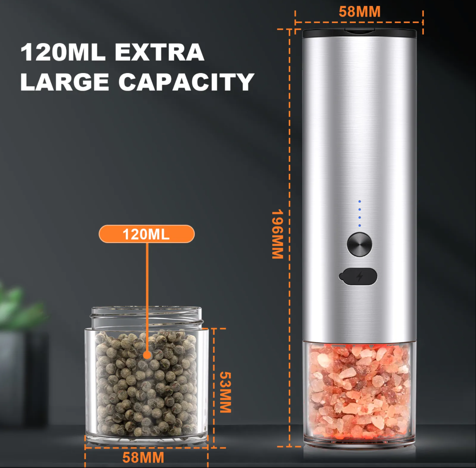 Free Sample Hot Selling Electric Salt and Pepper Grinder Rechargeable Salt Pepper Grinder Pepper Mill Set with LED Light