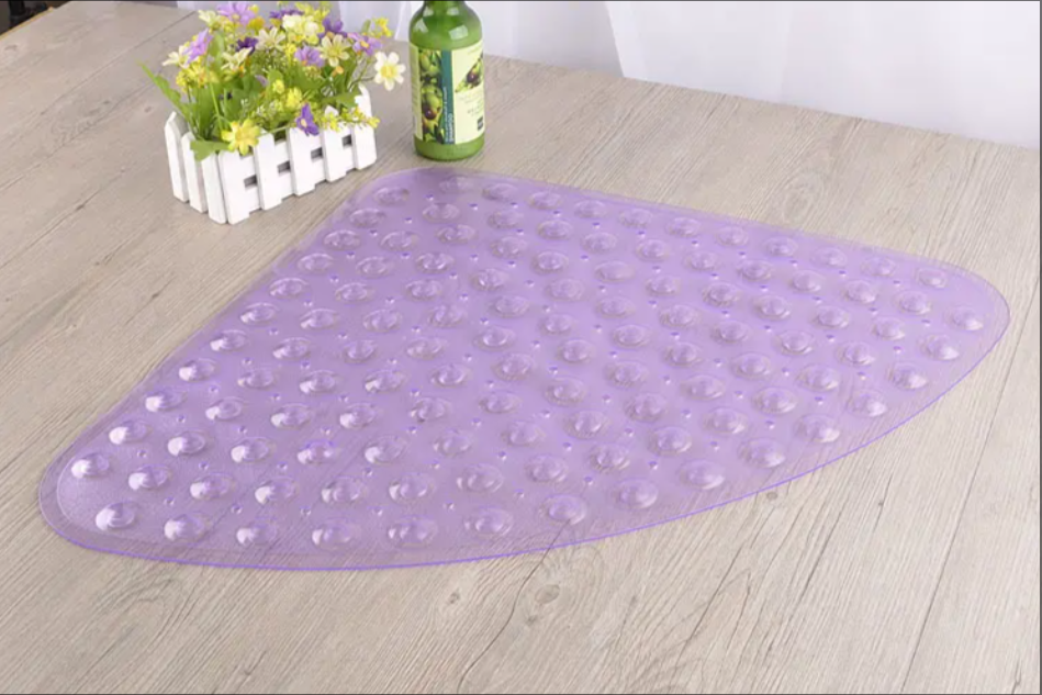 Custom PVC Bath Mat Fan Shaped Triangular Bathtub Anti-Slip Mat Adult Kids Spa Carpet Bathroom Suction Cups Shower Foot Mat