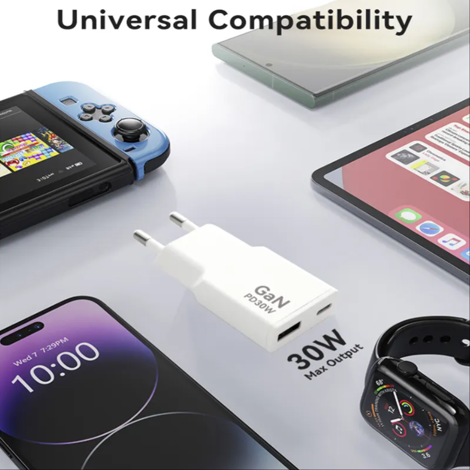 PD 30W Fast Charging Adapter Factory Direct Wall USB-C Adapter Charger Fast Charging Fast Cell Phone Adapters for Europe