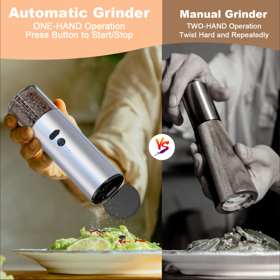 Free Sample Hot Selling Electric Salt and Pepper Grinder Rechargeable Salt Pepper Grinder Pepper Mill Set with LED Light