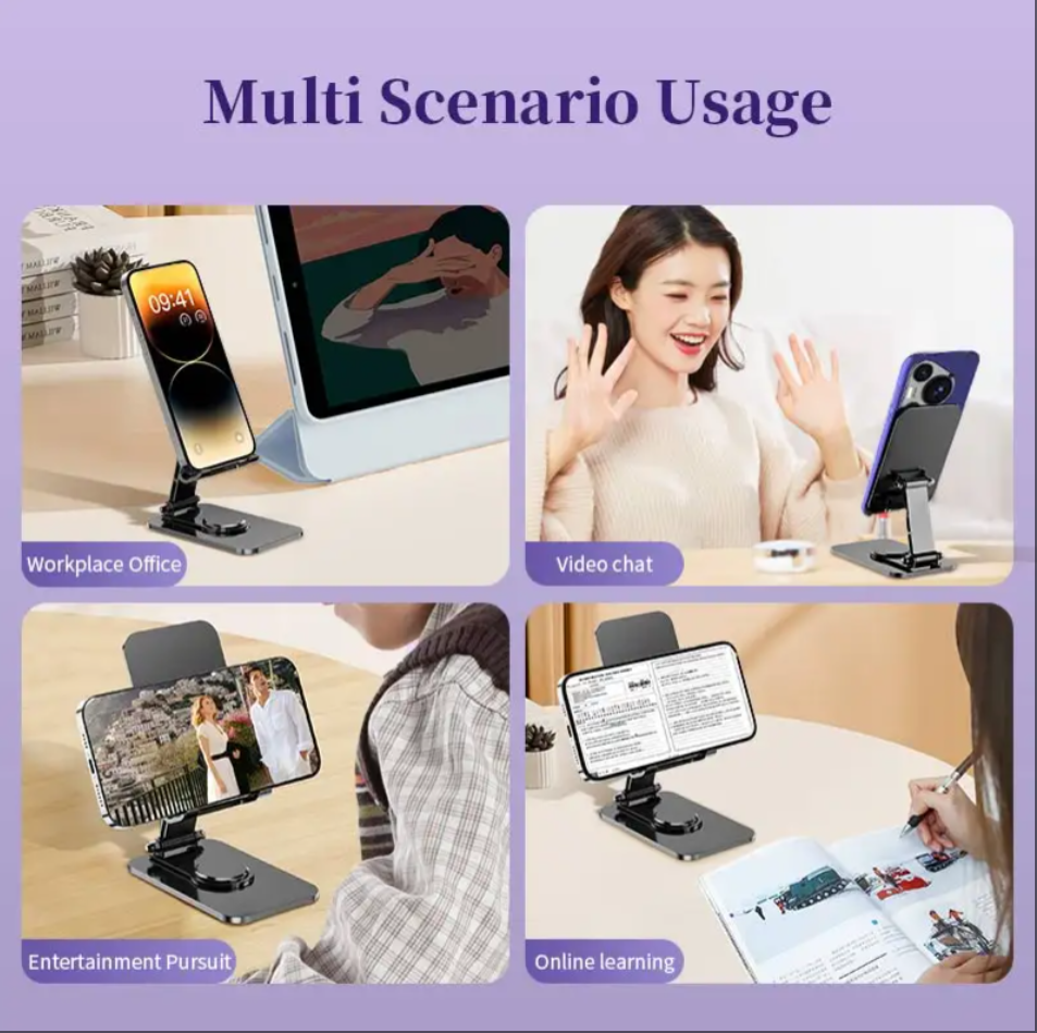 Desktop Rotating Bracket New Design Anti-slip Adjustable 360 Rotating Desktop Bracket Metal Folding Phone Holder Stand