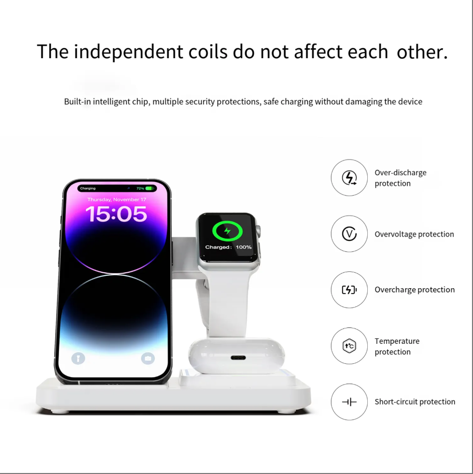 Wireless Charger Stand High Quality Wireless Chargers Foldable Magnetic 15W 4 in 1 Wireless Chargers for Multiple Devices