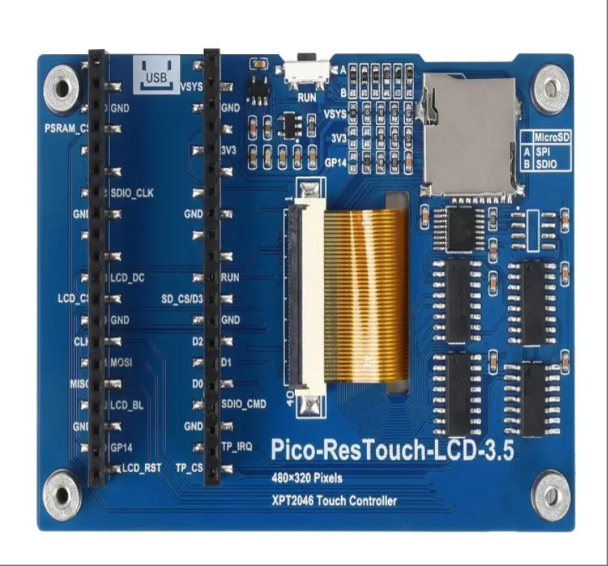Pico 3.5 Inch Display 65K Color LCD Module 480*320 Pixels Pico-Res Touch Monitor SPI Communication