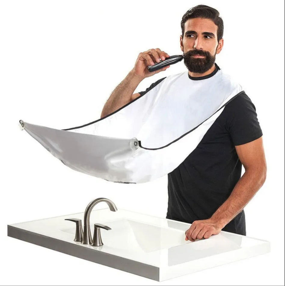 Beard Apron for Men Shaving & Hair Clippings Waterproof Non-Stick Hair Catcher Grooming Cloth With 2 Suction Cups