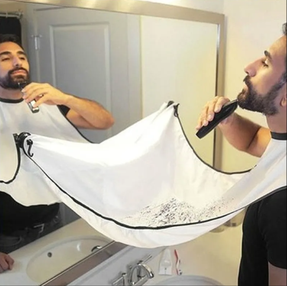 Beard Apron for Men Shaving & Hair Clippings Waterproof Non-Stick Hair Catcher Grooming Cloth With 2 Suction Cups
