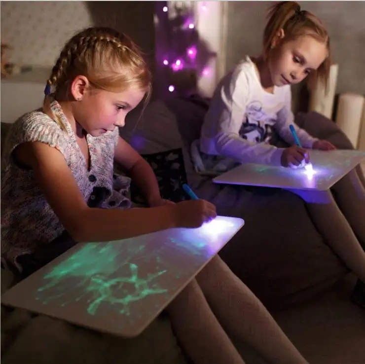 Drawing Board A3 Size Light Fun Graffiti Fluorescent Board 3D Painting Toy for Kids Drawing Tablet Sets Education Gift