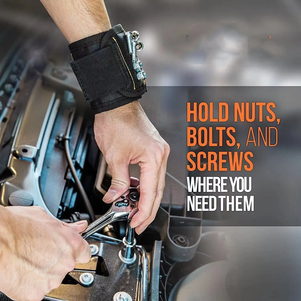 Magnetic Wristband Men & Women's Tool Bracelet with 10 Strong Magnets to Hold Screws Nails and Drilling Bits Fathers Day Gifts