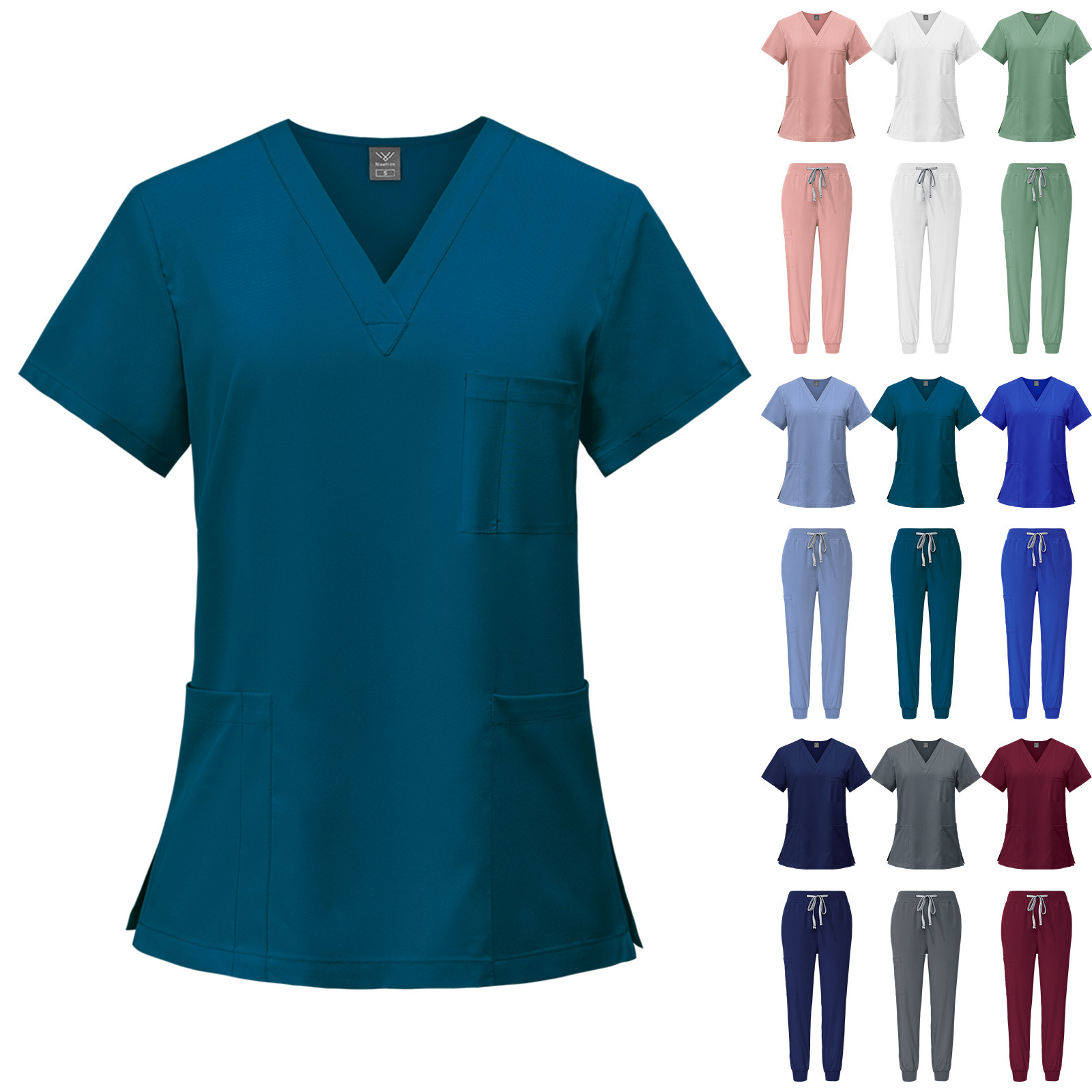 Hospital Uniforms Unisex Nursing Uniform Sets Fashion Short-sleeved Overalls Nurse Scrubs Sets for Women Men