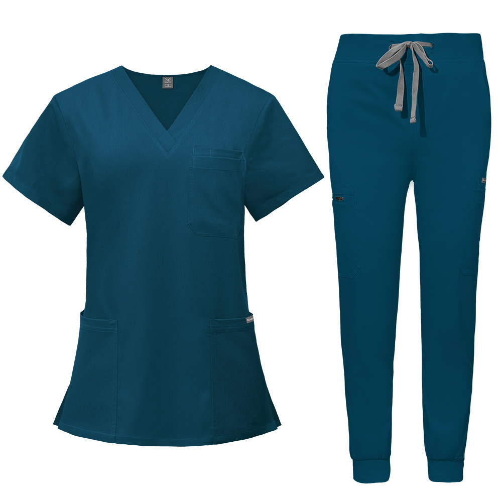2025 New Hospital Uniforms Scrubs Sets Unisex Nurses Uniform V-neck Nursing Uniform Joggers Sets for Women Men Clinics Care Facilities Long Periods of Standing Fashion Top & Pants Stretchable Comfortable Durable Work Clothes Short-sleeve Casual Style