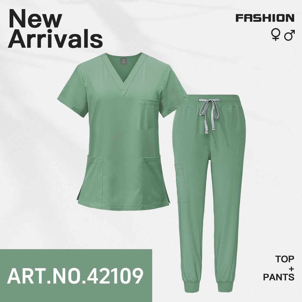 Hospital Uniforms Unisex Nursing Uniform Sets Fashion Short-sleeved Overalls Nurse Scrubs Sets for Women Men