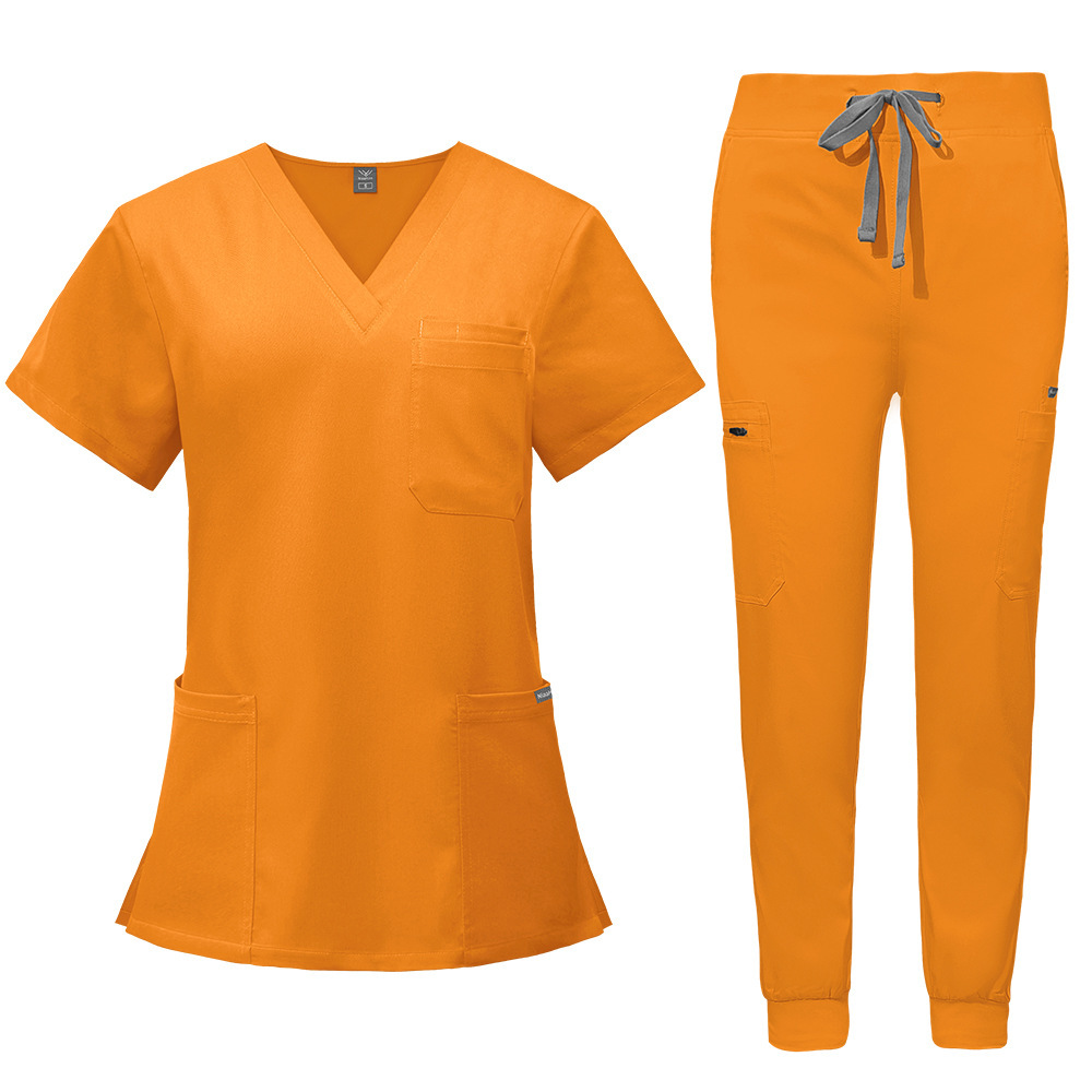 2025 New Unisex Hospital Uniforms Scrubs Uniform Sets Elastic Fabric Comfortable Nurse Work Clothes Short-sleeved Long Pants
