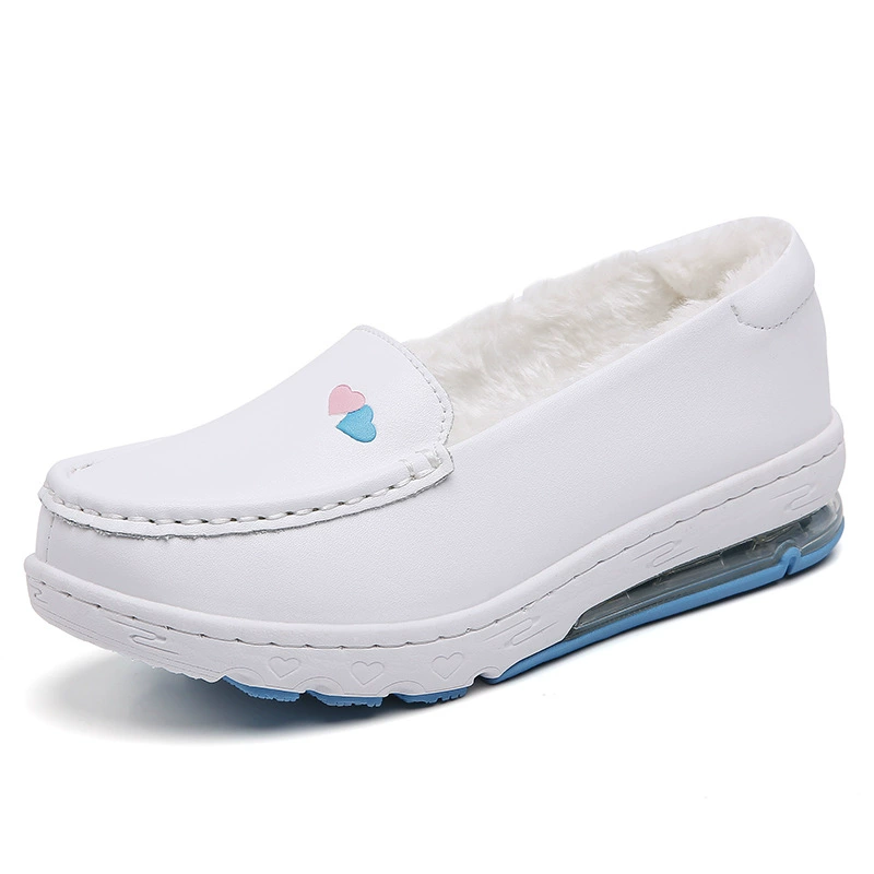 Nurse Cotton Shoes Scrubs Nursing Shoes Hospital for Women With Wedge Heels Comfort Warm Soft Flat Anti-slip Safety Work White Shoes Comfortable Nurse Shoes for Women Nurse Work Shoes Best Shoes for Nurse Doctor