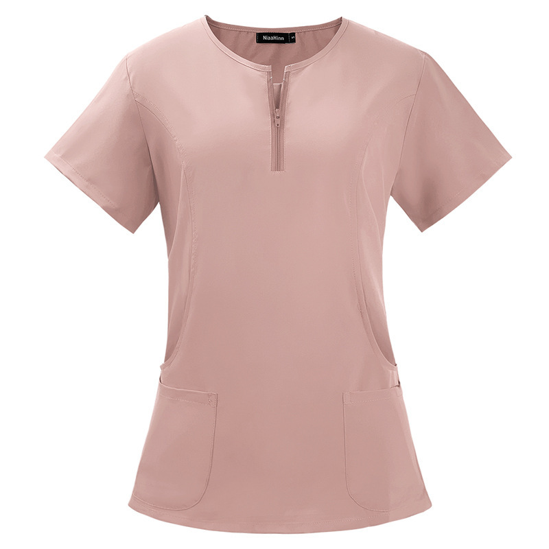 Scrubs Uniform Store Hot Selling Nurse Scrubs Tops for Women Quick-Drying Fashion Short-Sleeved Hospital Uniforms Nursing Service Work Clothes Summer Professional Scrubs Uniform Comfortable and Breathable