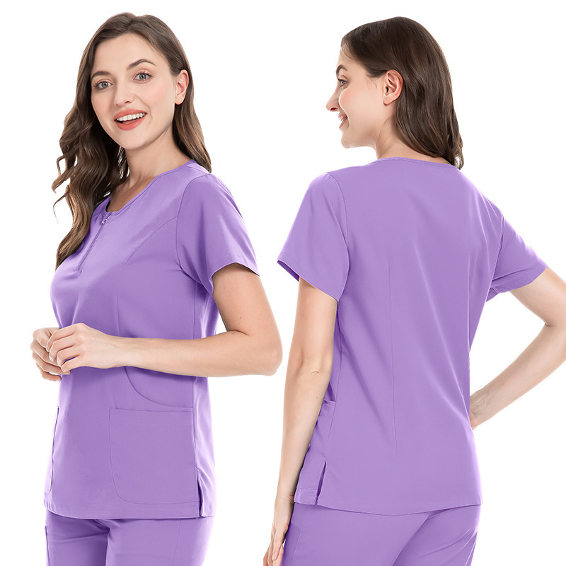 Scrubs Uniform Store Hot Selling Nurse Scrubs Tops for Women Quick-Drying Fashion Short-Sleeved Hospital Uniforms Nursing Service Work Clothes Summer Professional Scrubs Uniform Comfortable and Breathable