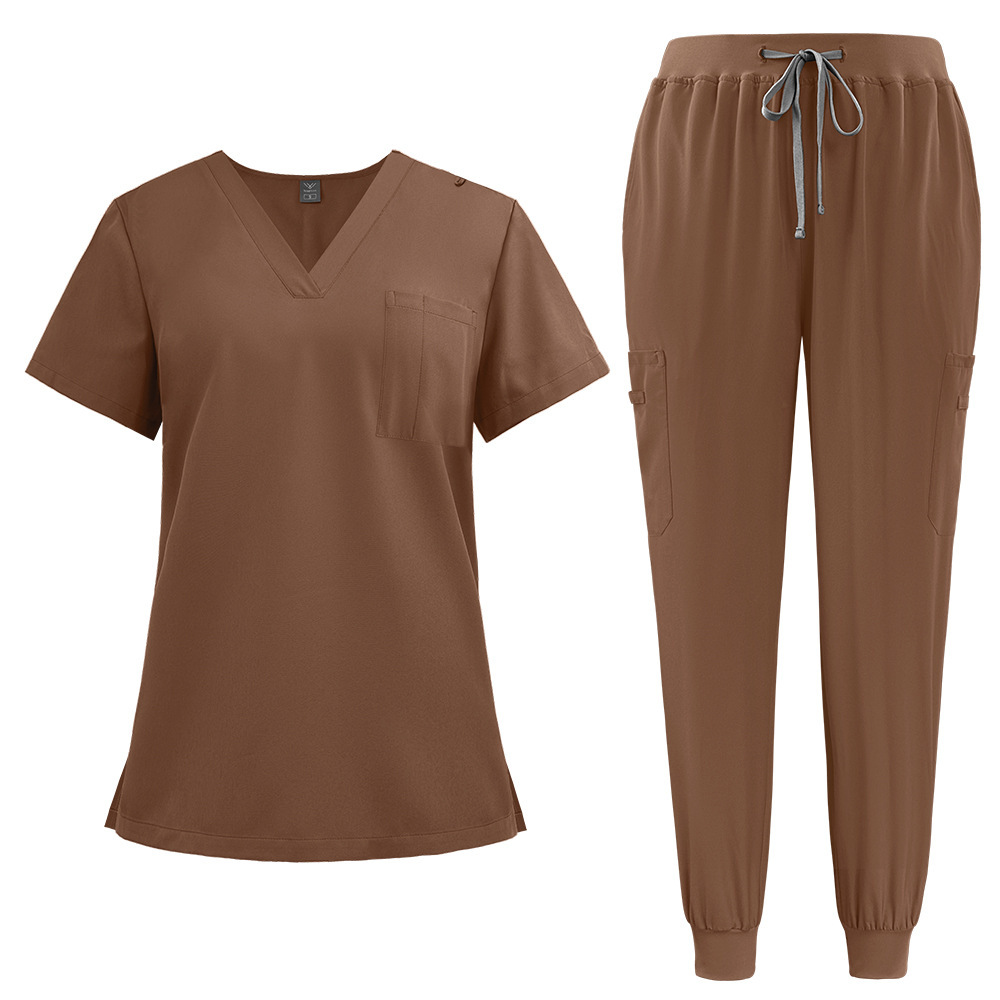 Scrubs Uniform Store Unisex Hospital Uniforms Short Sleeves Nurse Scrubs Sets V-neck Nursing Uniforms Top & Pants with Multi Pocket Summer Professional Scrubs Uniform Comfortable and Breathable