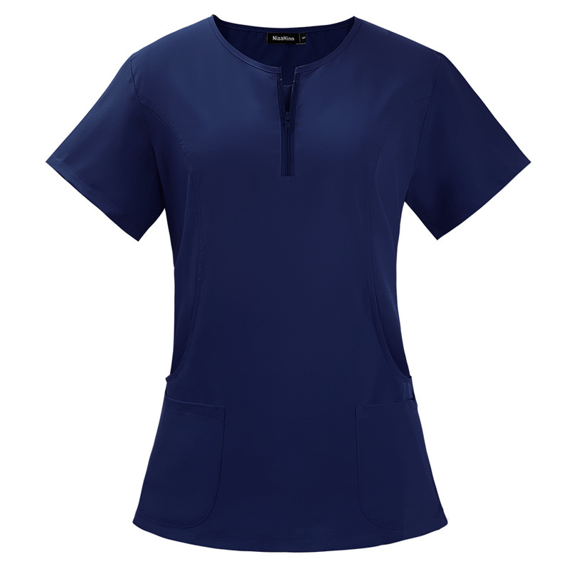 Scrubs Uniform Store Hot Selling Nurse Scrubs Tops for Women Quick-Drying Fashion Short-Sleeved Hospital Uniforms Nursing Service Work Clothes Summer Professional Scrubs Uniform Comfortable and Breathable