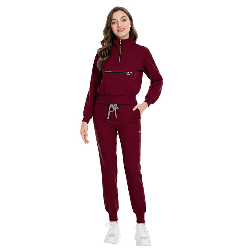 Scrubs Uniform Store Unisex Fashion Nursing Uniform Sets for Hospital Nurse Uniforms Stand Collar Long Sleeve Scrubs Sets for Women Men Elastic Fabric Autumn Style Professional Scrubs Uniform Online Comfortable and Breathable