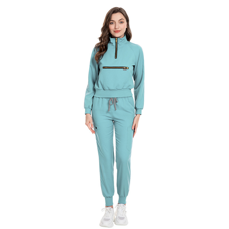 Scrubs Uniform Store Unisex Fashion Nursing Uniform Sets for Hospital Nurse Uniforms Stand Collar Long Sleeve Scrubs Sets for Women Men Elastic Fabric Autumn Style Professional Scrubs Uniform Online Comfortable and Breathable