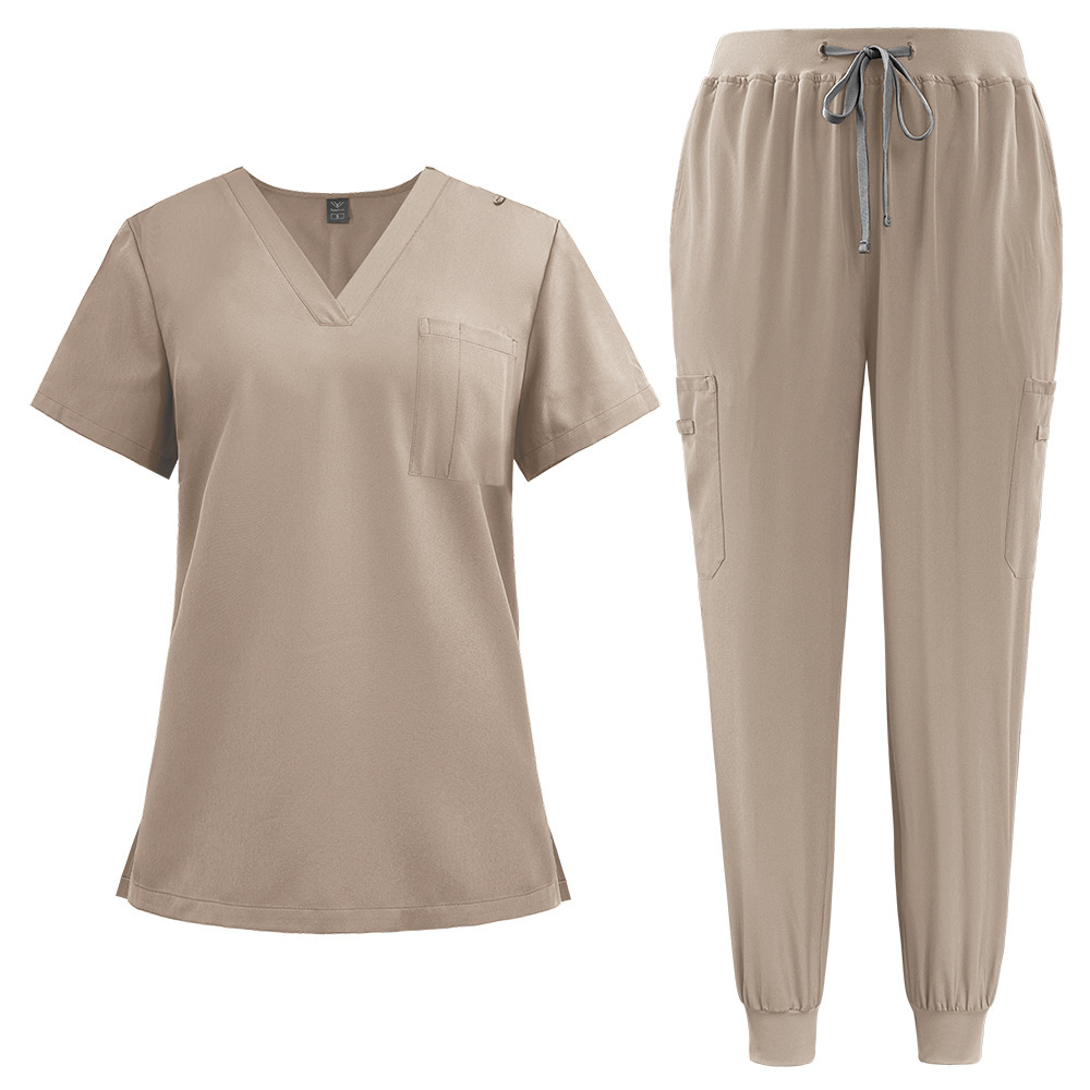 Scrubs Uniform Store Unisex Hospital Uniforms Short Sleeves Nurse Scrubs Sets V-neck Nursing Uniforms Top & Pants with Multi Pocket Summer Professional Scrubs Uniform Comfortable and Breathable