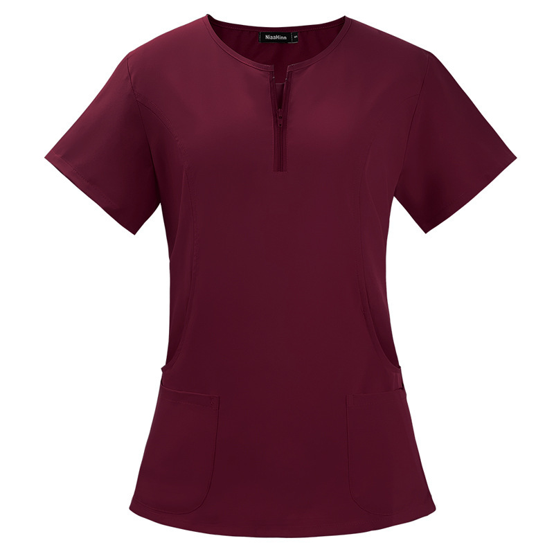 Scrubs Uniform Store Hot Selling Nurse Scrubs Tops for Women Quick-Drying Fashion Short-Sleeved Hospital Uniforms Nursing Service Work Clothes Summer Professional Scrubs Uniform Comfortable and Breathable