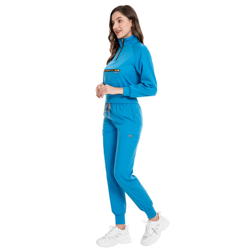 Scrubs Uniform Store Unisex Fashion Nursing Uniform Sets for Hospital Nurse Uniforms Stand Collar Long Sleeve Scrubs Sets for Women Men Elastic Fabric Autumn Style Professional Scrubs Uniform Online Comfortable and Breathable