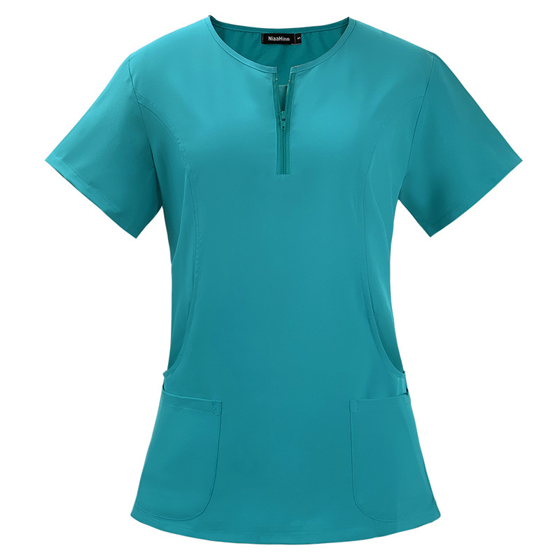 Scrubs Uniform Store Hot Selling Nurse Scrubs Tops for Women Quick-Drying Fashion Short-Sleeved Hospital Uniforms Nursing Service Work Clothes Summer Professional Scrubs Uniform Comfortable and Breathable