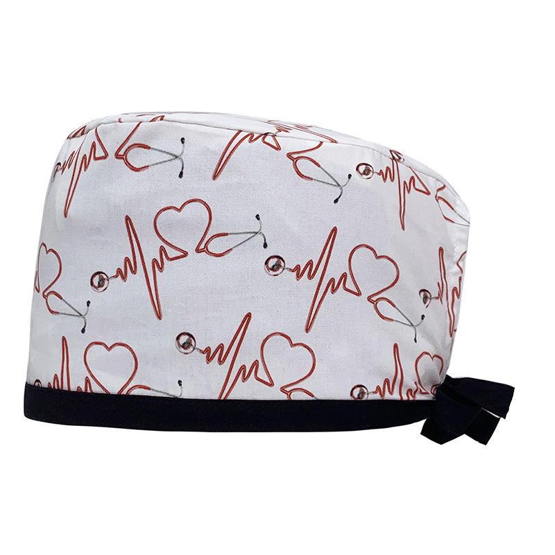 Surgical Cap Pure Cotton Printed Nurse Cap Adjustable Doctor's Hat for Hospital Unisex for Dental Clinics Beauty Salon Breathable Work Cap