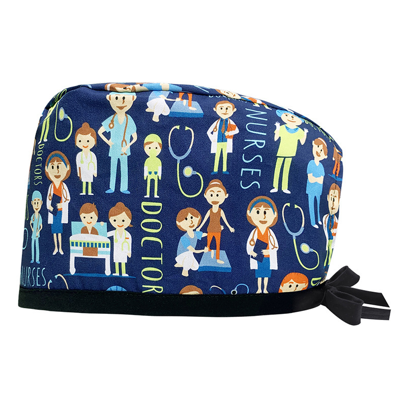 Surgical Cap Pure Cotton Printed Nurse Cap Adjustable Doctor's Hat for Hospital Unisex for Dental Clinics Beauty Salon Breathable Work Cap