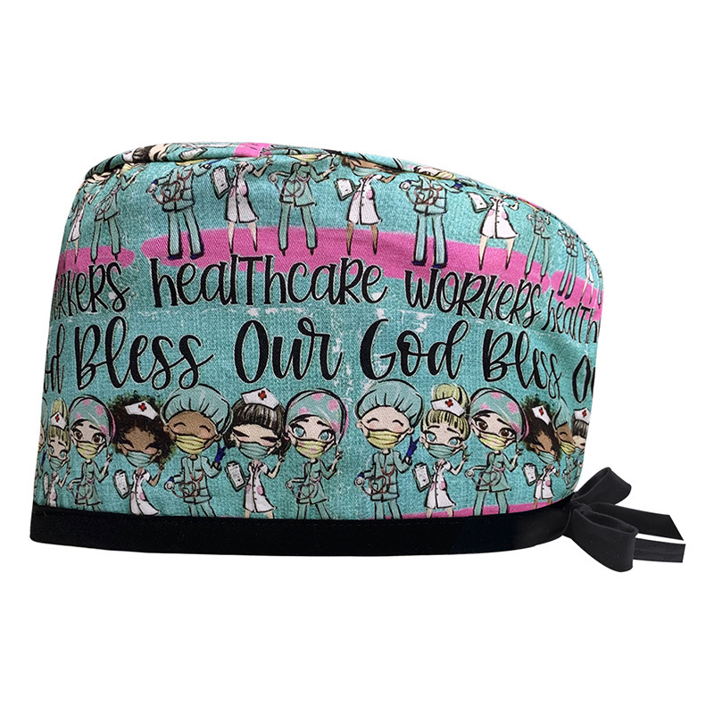 Surgical Cap Pure Cotton Printed Nurse Cap Adjustable Doctor's Hat for Hospital Unisex for Dental Clinics Beauty Salon Breathable Work Cap