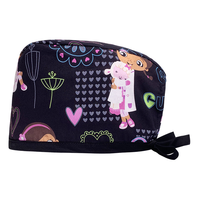 Surgical Cap Pure Cotton Printed Nurse Cap Adjustable Doctor's Hat for Hospital Unisex for Dental Clinics Beauty Salon Breathable Work Cap