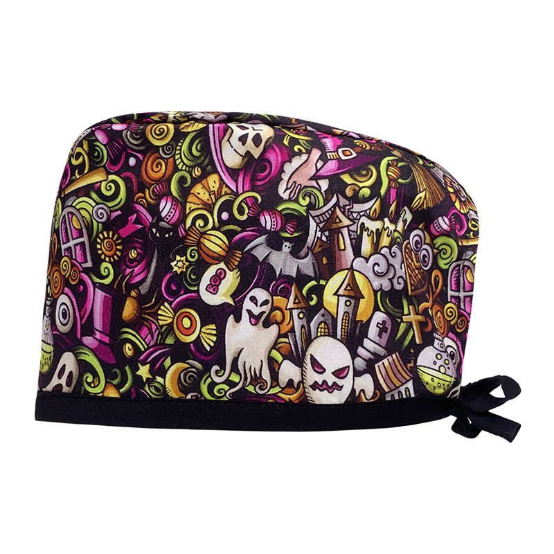 Surgical Cap Pure Cotton Printed Nurse Cap Adjustable Doctor's Hat for Hospital Unisex for Dental Clinics Beauty Salon Breathable Work Cap