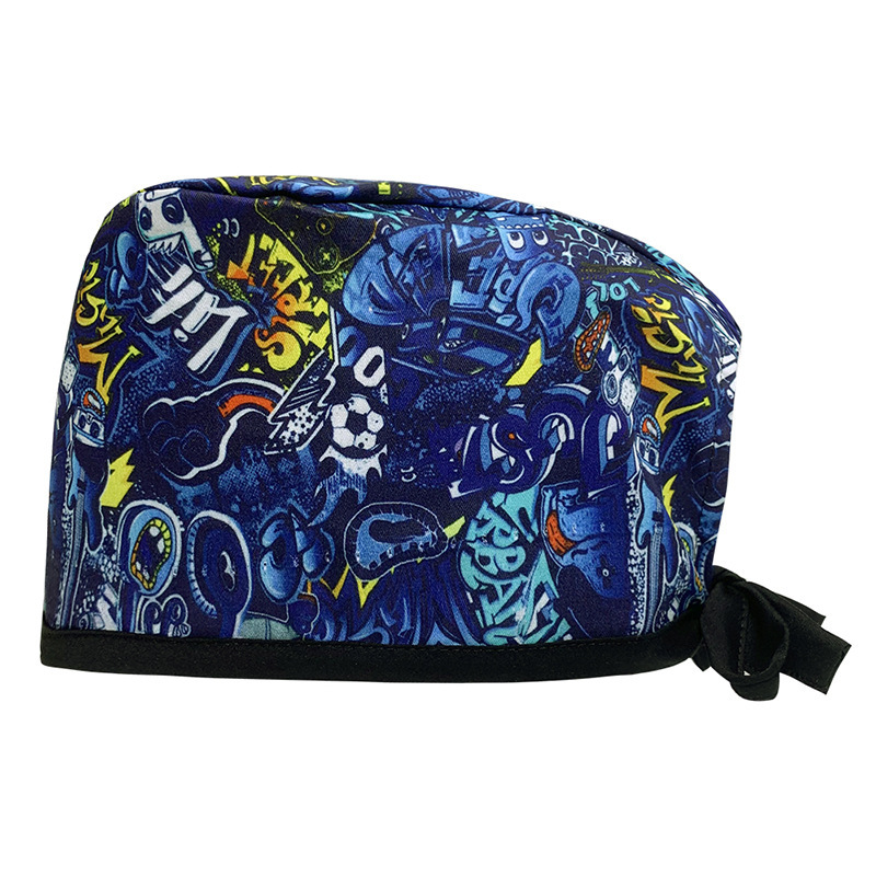Surgical Cap Pure Cotton Printed Nurse Cap Adjustable Doctor's Hat for Hospital Unisex for Dental Clinics Beauty Salon Breathable Work Cap