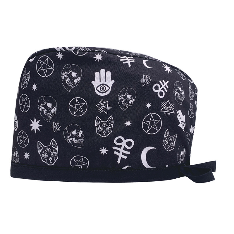 Surgical Cap Pure Cotton Printed Nurse Cap Adjustable Doctor's Hat for Hospital Unisex for Dental Clinics Beauty Salon Breathable Work Cap