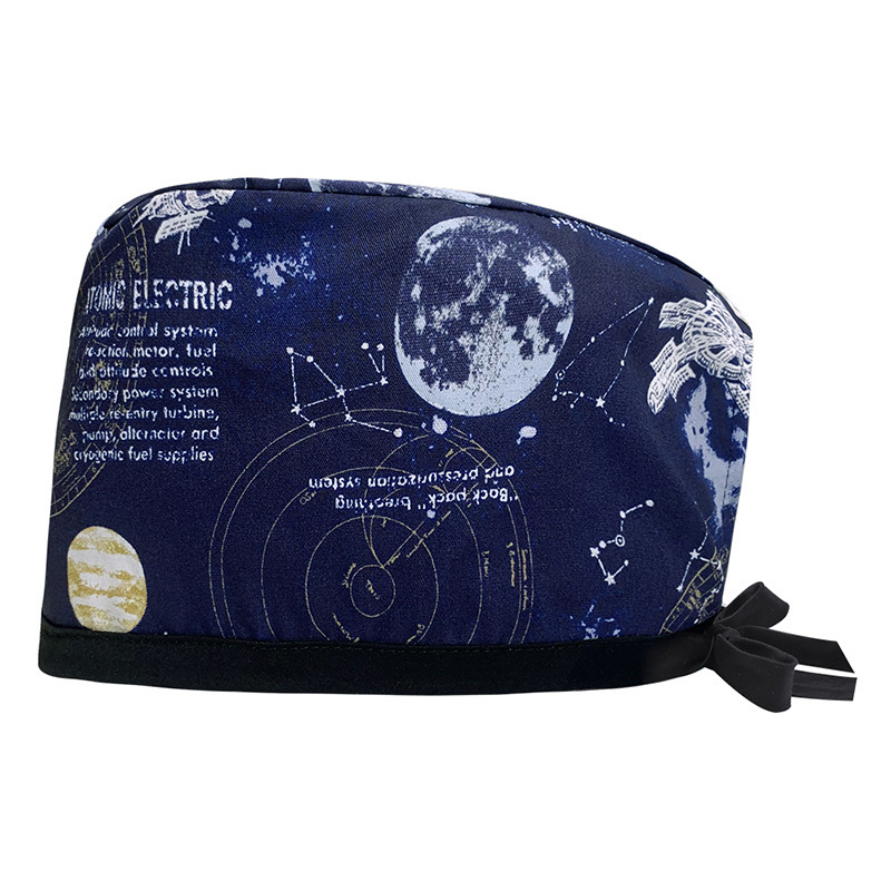 Surgical Cap Pure Cotton Printed Nurse Cap Adjustable Doctor's Hat for Hospital Unisex for Dental Clinics Beauty Salon Breathable Work Cap