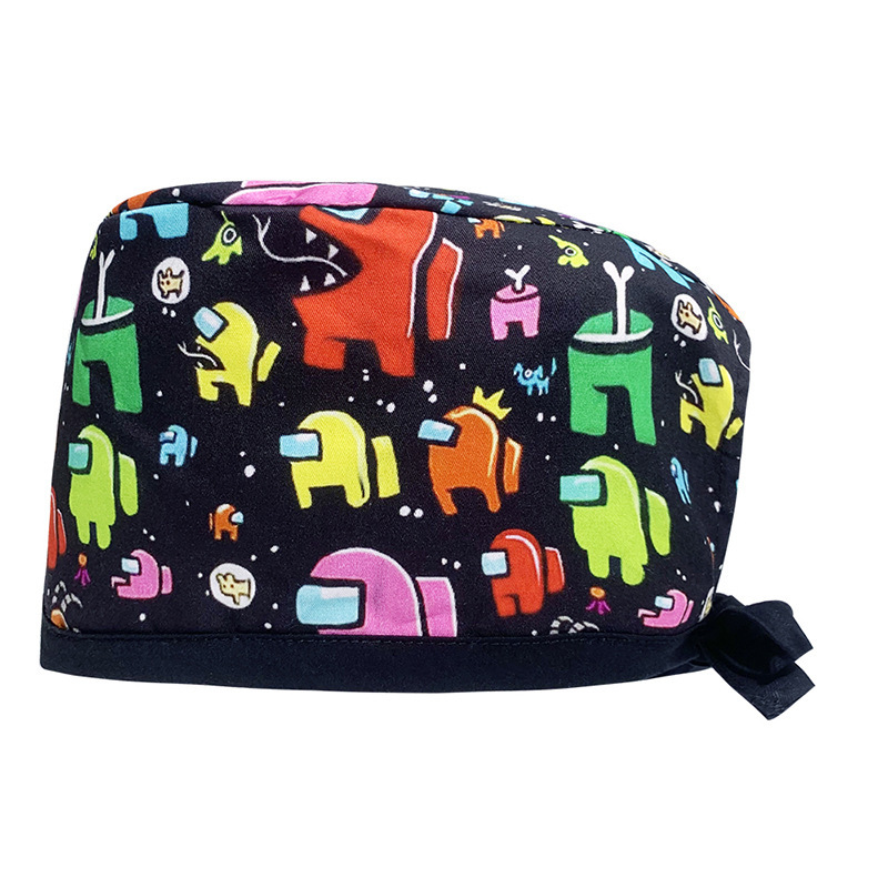 Surgical Cap Pure Cotton Printed Nurse Cap Adjustable Doctor's Hat for Hospital Unisex for Dental Clinics Beauty Salon Breathable Work Cap