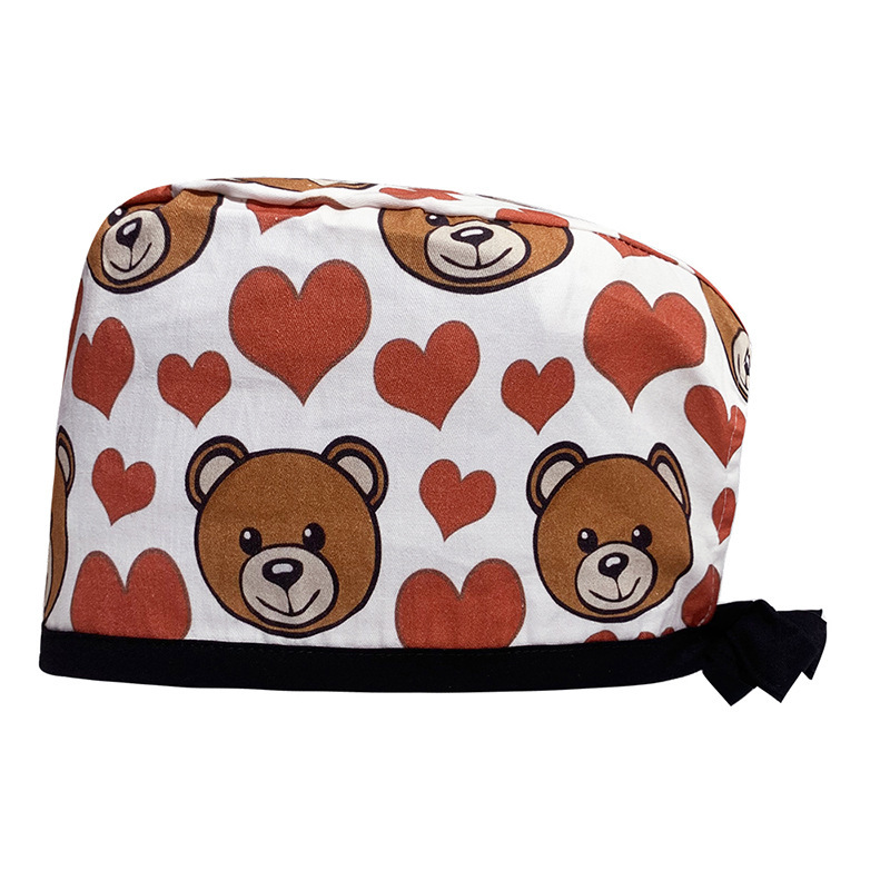 Surgical Cap Pure Cotton Printed Nurse Cap Adjustable Doctor's Hat for Hospital Unisex for Dental Clinics Beauty Salon Breathable Work Cap
