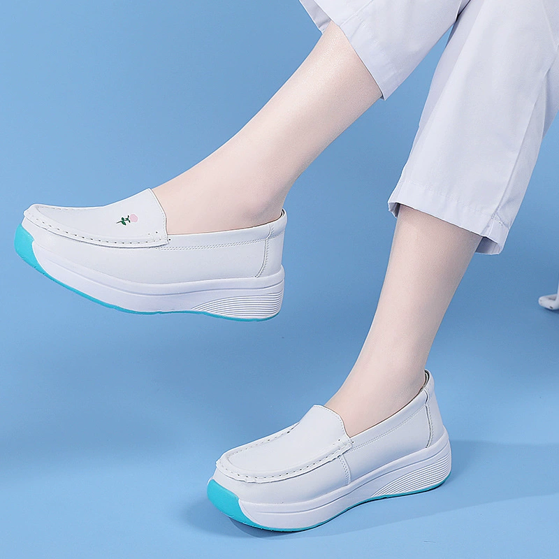 Scrubs Nurse Shoes Store Women's White Nursing Scrubs Shoes for Hospital Comfortable Breathable Flat Anti-slip Nurse Work Safety Shoes Printed Leather White Shoes Best Nurse Shoes Popular Nurse Shoes Womens Anti-slip Nurse Shoes Best Shoes for Nurse
